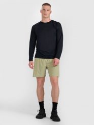 4F Spodenki do biegania szybkoschnące męskie - oliwkowe/khaki XL. Brązowe krótkie spodenki sportowe męskie 4f, l, bez wzorów, z materiału, do biegania. Za 249.99 zł.