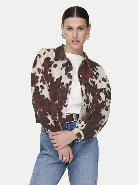 ONLY Koszula Canny 15358626 Brązowy Regular Fit. Brązowe bluzki damskie Only, xs, bez wzorów, z bawełny, bez kołnierzyka, bez ramiączek. Za 89.99 zł.