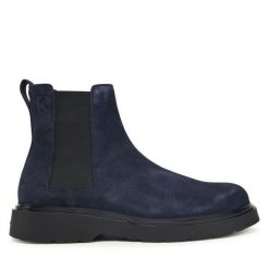Sztyblety Calvin Klein. Niebieskie botki męskie Calvin Klein, bez wzorów, bez zapięcia. Za 519.99 zł.