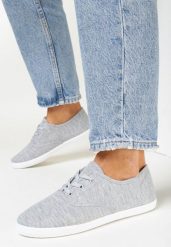 Szare Tenisówki z Krótkim Sznurowaniem Aimena. Szare trampki i tenisówki damskie Born2be, bez wzorów, bez zapięcia. Za 39.99 zł.