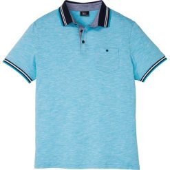Shirt polo z czystej bawełny. Niebieskie koszulki polo męskie bonprix, l, bez wzorów, z bawełny, bez ramiączek. Za 72.99 zł.