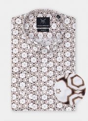 PAKO LORENTE – Koszula męska w brązowy wzór P22SF-1X-004-A-S. Brązowe koszule męskie Pako Lorente, m, bez wzorów, z bawełny, klasyczne, bez kołnierzyka, bez ramiączek. Za 69.99 zł.