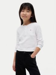 Tommy Hilfiger Bluzka KG0KG09463 Biały Regular Fit. Białe bluzki dla dziewczynek Tommy Hilfiger, bez wzorów, z bawełny, bez kołnierzyka, bez ramiączek. Za 189.99 zł.