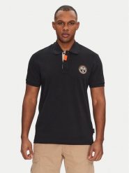 Napapijri Polo E-Clanis NP0A4ID39411 Czarny Regular Fit. Czarne koszulki polo męskie Napapijri, l, bez wzorów, z bawełny, bez ramiączek. Za 179.99 zł.