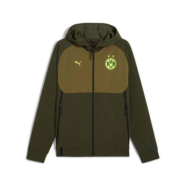 Kurtka dresowa Borussia Dortmund Tech. Zielone kurtki męskie Puma, m, bez wzorów, z dresówki, sportowe, bez kaptura. Za 356.20 zł.