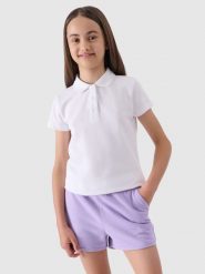 4F Koszulka polo regular dziewczęca - biała 122 (6-7 lat). Białe t-shirty i topy dla dziewczynek 4f, bez wzorów, z bawełny, bez ramiączek. W wyprzedaży za 19.99 zł.