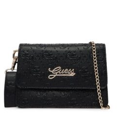 Torebka Guess. Czarne kopertówki damskie Guess, z aplikacjami, bez dodatków. Za 289.99 zł.