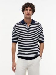 Tommy Hilfiger Tailored dzianinowa koszulka polo Mężczyźni drobna dzianina niebieski|wielokolorowy, L. Niebieskie koszulki polo męskie Tommy Hilfiger Tailored, l, bez wzorów, z bawełny, bez ramiączek. Za 549.95 zł.