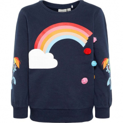 Bluza "Amina" w kolorze granatowym. Niebieskie bluzy dla dziewczynek Name it Kids, z aplikacjami, z bawełny. W wyprzedaży za 62.95 zł.