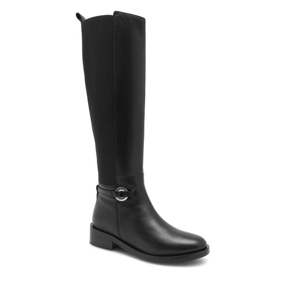 Kozaki GINO ROSSI. Czarne kozaki damskie Gino Rossi, bez obcasa, na słupku. Za 329.99 zł.