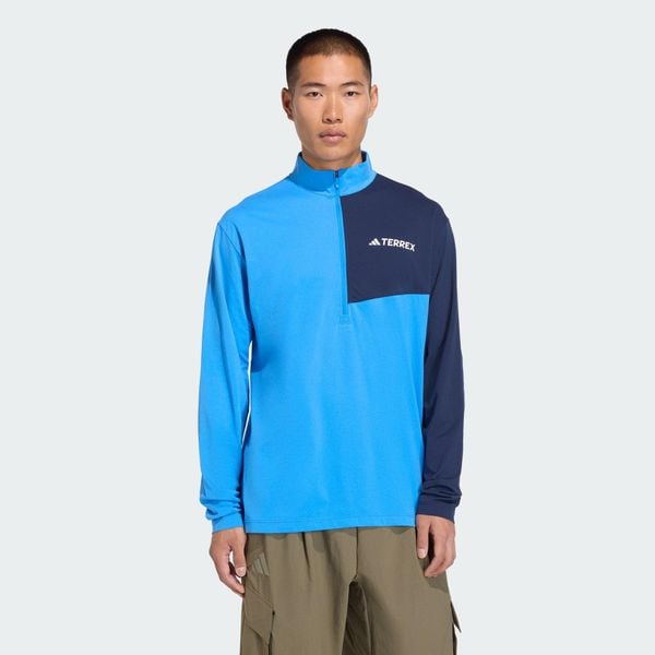 Koszulka Terrex Multi Climacool 1/2 Zip Long Sleeve. Zielone bluzki z długim rękawem męskie Adidas, s, bez wzorów, z dżerseju, klasyczne, bez kołnierzyka. Za 259.00 zł.