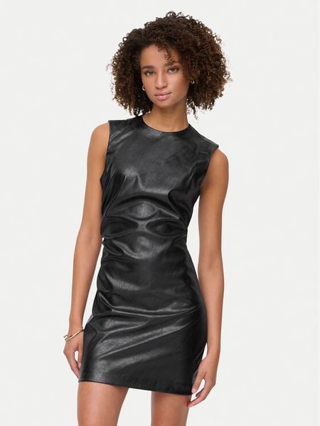 ONLY Sukienka z imitacji skóry Mone 15360231 Czarny Slim Fit. Czarne sukienki damskie Only, l, bez wzorów, ze skóry, bez kołnierzyka, bez ramiączek. Za 149.99 zł.