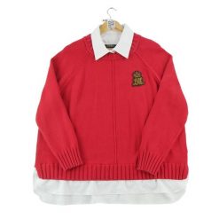 Second life - Kobaltowy sweter dla kobiet - Jak nowy. Czerwone swetry damskie Ralph Lauren, bez wzorów, sportowe, bez kołnierzyka, bez ramiączek, bez kaptura. Za 153.32 zł.