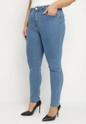 Niebieskie Klasyczne Jeansy o Kroju Slim Regular Nalasin. Niebieskie jeansy damskie Born2be. Za 59.99 zł.