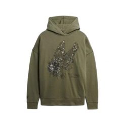 Bluza damska z kapturem Superdry Tattoo Embellish. Zielone bluzy damskie Superdry., bez wzorów, z kapturem. Za 381.75 zł.