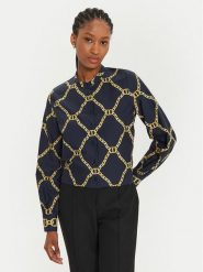 TWINSET Koszula 241TP2730 Granatowy Straight Fit. Niebieskie bluzki damskie Twinset, bez wzorów, z bawełny, bez kołnierzyka, bez ramiączek. Za 759.99 zł.