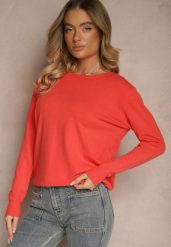 Pomarańczowy Sweter z Dodatkiem Kaszmiru Ozdobiony Ściągaczami Sanadora. Brązowe swetry damskie Renee, bez wzorów, z jeansu, casualowe, bez kołnierzyka, bez ramiączek, bez kaptura. Za 59.99 zł.