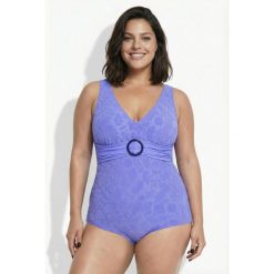 Damskie Strój kąpielowy faktura w kwiaty miękkie miseczki ozdobny pierścień. Kostiumy jednoczęściowe damskie Ulla Popken, plus size, bez wzorów, z elastanu, sportowe, plus size. Za 239.99 zł.