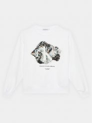 Calvin Klein Jeans Bluza Crystal Graphic IG0IG02306 Biały Regular Fit. Białe bluzy dla dziewczynek Calvin Klein Jeans, bez wzorów, z bawełny, bez ramiączek, bez kaptura. Za 379.99 zł.