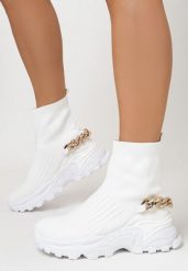 Białe Sneakersy Klymale. Białe obuwie sportowe damskie Born2be, bez wzorów. Za 34.99 zł.