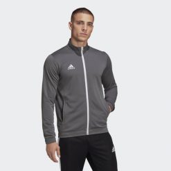 Entrada 22 Track Jacket. Szare kurtki sportowe męskie Adidas, l, bez wzorów, z materiału, do piłki nożnej. Za 100.96 zł.