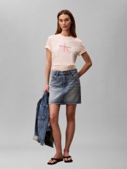Calvin Klein Jeans Koszulka Kobiety Bawełna beżowy, XS. Brązowe t-shirty damskie Calvin Klein Jeans, xs, bez wzorów, z bawełny, bez kołnierzyka. Za 119.95 zł.