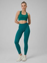4F Legginsy treningowe bezszwowe damskie - turkusowe XS/S. Niebieskie legginsy damskie 4f, s, bez wzorów, z dzianiny. Za 149.99 zł.
