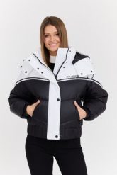 KARL LAGERFELD Czarna damska kurtka Colorblock Padded Jacket, Rozmiar S. Czarne kurtki damskie KARL LAGERFELD, s, bez wzorów, z poliamidu, bez kaptura. W wyprzedaży za 1,619.99 zł.