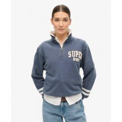 Bluza sportowa z pół-zipem. Niebieskie bluzy damskie Superdry., bez wzorów, bez kaptura. Za 269.15 zł.