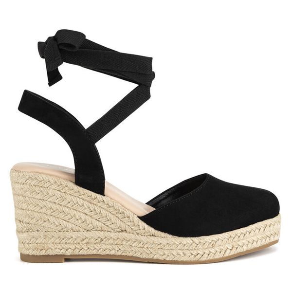 Espadryle JENNY. Czarne sandały damskie Jenny, bez wzorów, bez obcasa, bez zapięcia. Za 119.99 zł.