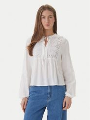 ONLY Bluzka Lennyo 15366732 Biały Regular Fit. Białe bluzki damskie Only, xs, bez wzorów, z wiskozy, bez kołnierzyka, bez ramiączek. Za 129.99 zł.