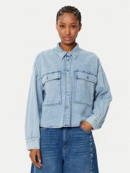 Weekend Max Mara Koszula jeansowa Zemira 2515111151 Niebieski Boxy Fit. Niebieskie bluzki damskie Weekend Max Mara, bez wzorów, z bawełny, bez kołnierzyka, bez ramiączek. Za 489.99 zł.