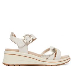 Sandały Caprice. Brązowe sandały damskie Caprice, bez wzorów, bez obcasa, na koturnie, bez zapięcia. Za 399.99 zł.