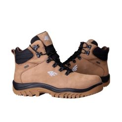 Męskie Skórzane Buty Turystyczne OBMH257. Brązowe trekkingi męskie 4f, trekkingowe. Za 536.99 zł.