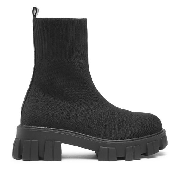Botki DeeZee. Czarne botki damskie DeeZee, bez obcasa, na słupku, bez zapięcia. Za 199.99 zł.