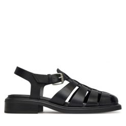 Sandały Vagabond Shoemakers. Czarne sandały damskie Vagabond Shoemakers, bez wzorów, bez obcasa, na płaskiej podeszwie, bez zapięcia. Za 349.99 zł.