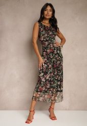 Czarna Sukienka Typu Bodycon w Kwiatowy Wzór Melavela. Czarne sukienki damskie Renee, na spotkanie biznesowe, s, bez wzorów, klasyczne, bez kołnierzyka, bez ramiączek, maxi, bodycon. Za 89.99 zł.