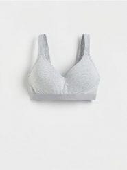 Bawełniany biustonosz push up - jasnoszary. Szare biustonosze Reserved, bez wzorów, z bawełny. W wyprzedaży za 45.99 zł.
