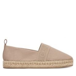 Espadryle Calvin Klein. Brązowe espadryle damskie Calvin Klein, bez wzorów, bez obcasa, bez zapięcia. Za 369.99 zł.