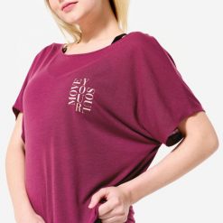 Koszulka z krótkim rękawem do tańca nowoczesnego damska Starever. Fioletowe bluzy sportowe damskie STAREVER, xs, bez wzorów, z lyocellu, eleganckie, bez kołnierzyka. Za 64.99 zł.