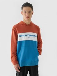 4F Bluza dresowa nierozpinana z kapturem męska - brązowa XL. Brązowe bluzy męskie 4f, m, bez wzorów, z bawełny, z kapturem. W wyprzedaży za 79.99 zł.