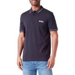 Koszulka Polo męska BOSS Paule 1 BLU slim fit granatowa (50512892-402). Niebieskie koszulki polo męskie Boss, m, bez wzorów, sportowe, bez ramiączek. Za 319.00 zł.