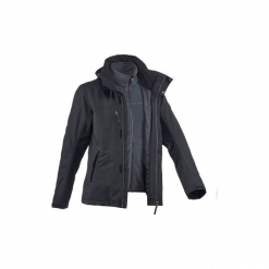 Kurtka trekkingowa RainWarm 100 3 w 1 męska. Czarne kurtki męskie QUECHUA, z materiału. Za 179.99 zł.
