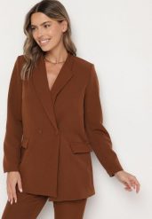 Brązowa Marynarka Dwurzędowa Mangane. Brązowe żakiety damskie Born2be, l, bez wzorów, eleganckie. Za 129.99 zł.