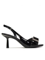 DKNY Sandały Nolana K1621237 Czarny. Czarne sandały damskie DKNY, bez wzorów, ze skóry, bez obcasa, na szpilce, bez zapięcia. Za 619.99 zł.