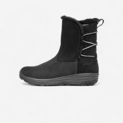Buty turystyczne damskie Quechua NH500 skóra. Czarne obuwie sportowe damskie QUECHUA, bez wzorów, z futra, trekkingowe. Za 299.99 zł.