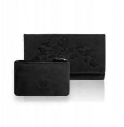 Zestaw prezentowy dla niej portfel damski skórzany T-05-BL i etui T-51-BL. Portfele damskie Paolo Peruzzi, bez wzorów. Za 178.53 zł.