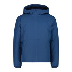 Wodoodporna kurtka z kapturem zapinanym na zamek błyskawiczny CMP. Niebieskie kurtki sportowe męskie CMP, bez wzorów, trekkingowe. Za 588.50 zł.