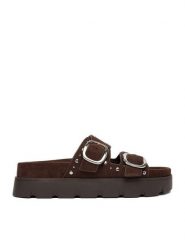 DeeZee Klapki CEO-HY35011-1 Brązowy. Brązowe klapki damskie DeeZee, bez wzorów, z materiału, bez obcasa. Za 149.99 zł.