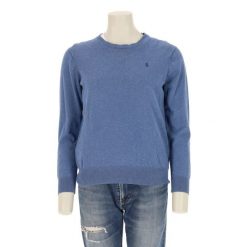 Second life - Damski sweter z okrągłym dekoltem niebieski - Stan bardzo dobry. Niebieskie obuwie sportowe damskie Ralph Lauren, bez wzorów, na golfa. Za 255.56 zł.
